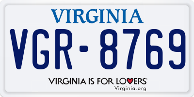 VA license plate VGR8769