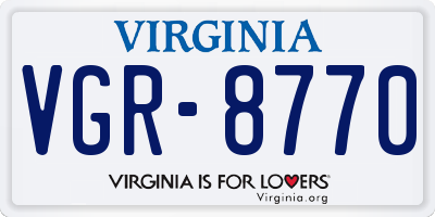 VA license plate VGR8770