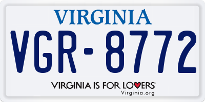 VA license plate VGR8772
