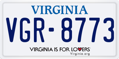 VA license plate VGR8773