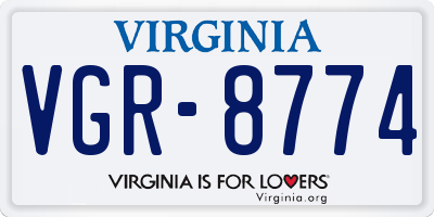 VA license plate VGR8774