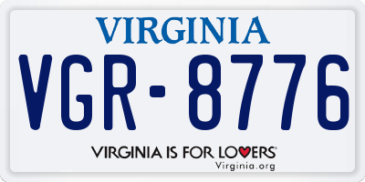 VA license plate VGR8776