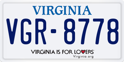 VA license plate VGR8778