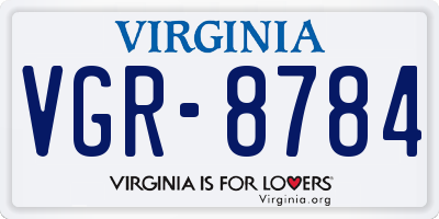 VA license plate VGR8784