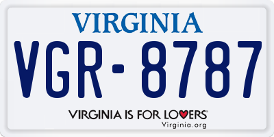 VA license plate VGR8787