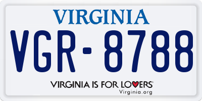 VA license plate VGR8788