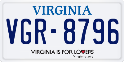 VA license plate VGR8796