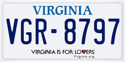VA license plate VGR8797