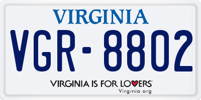 VA license plate VGR8802