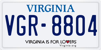 VA license plate VGR8804