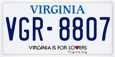 VA license plate VGR8807