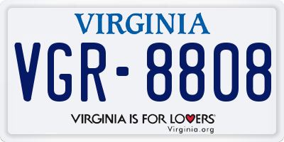 VA license plate VGR8808