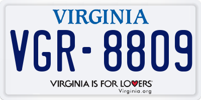 VA license plate VGR8809