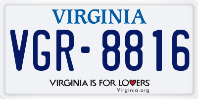 VA license plate VGR8816