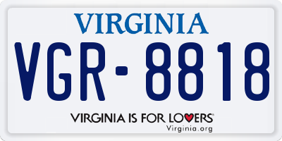 VA license plate VGR8818