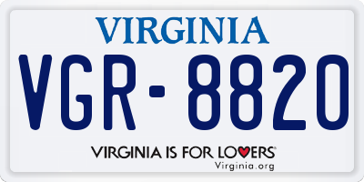 VA license plate VGR8820