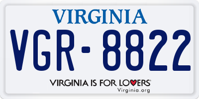 VA license plate VGR8822