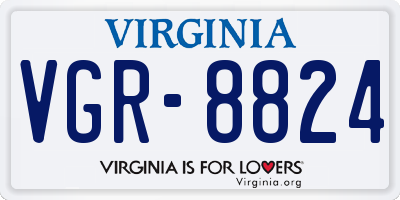 VA license plate VGR8824
