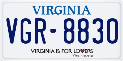 VA license plate VGR8830