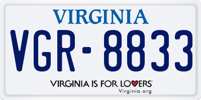 VA license plate VGR8833