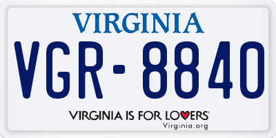 VA license plate VGR8840