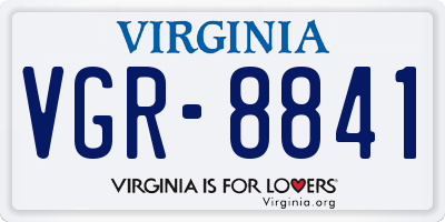 VA license plate VGR8841