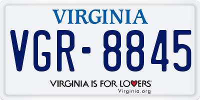 VA license plate VGR8845