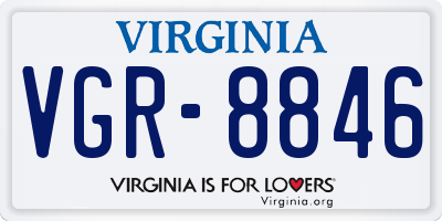 VA license plate VGR8846