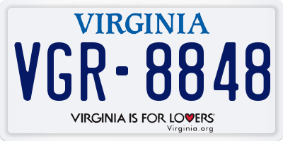 VA license plate VGR8848