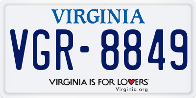 VA license plate VGR8849