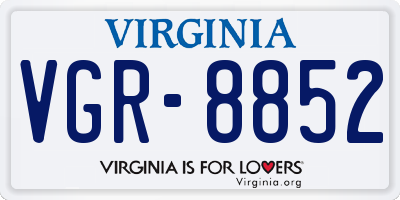 VA license plate VGR8852