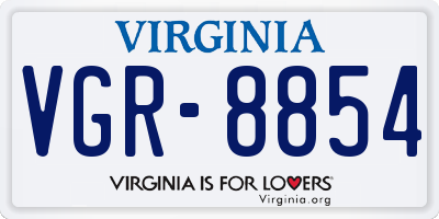 VA license plate VGR8854