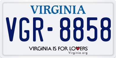 VA license plate VGR8858