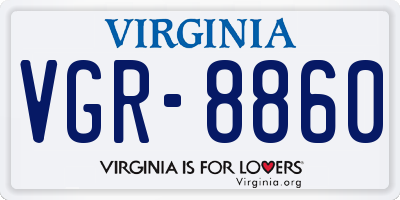 VA license plate VGR8860