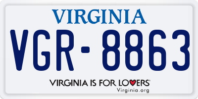 VA license plate VGR8863