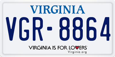 VA license plate VGR8864
