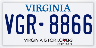 VA license plate VGR8866