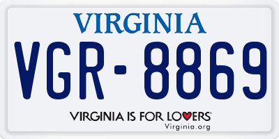 VA license plate VGR8869
