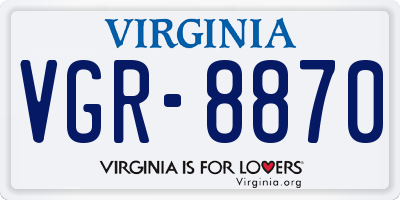 VA license plate VGR8870