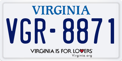 VA license plate VGR8871