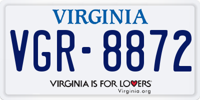 VA license plate VGR8872