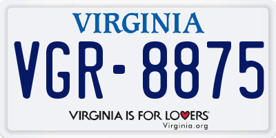VA license plate VGR8875