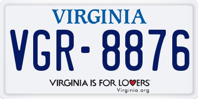 VA license plate VGR8876