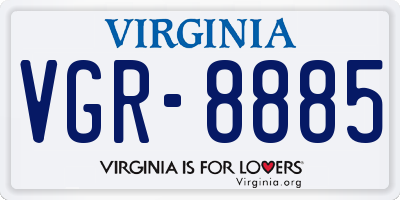 VA license plate VGR8885