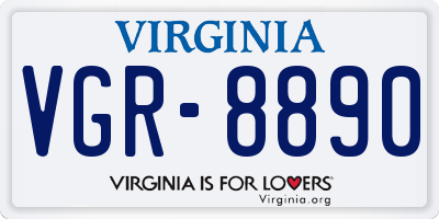 VA license plate VGR8890
