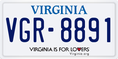 VA license plate VGR8891