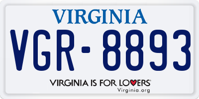 VA license plate VGR8893