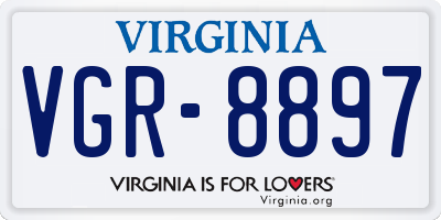 VA license plate VGR8897