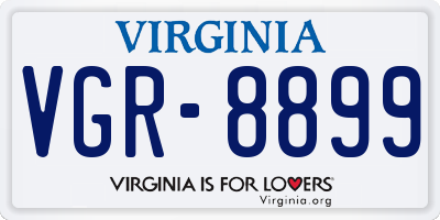 VA license plate VGR8899