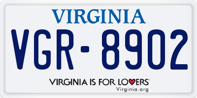 VA license plate VGR8902